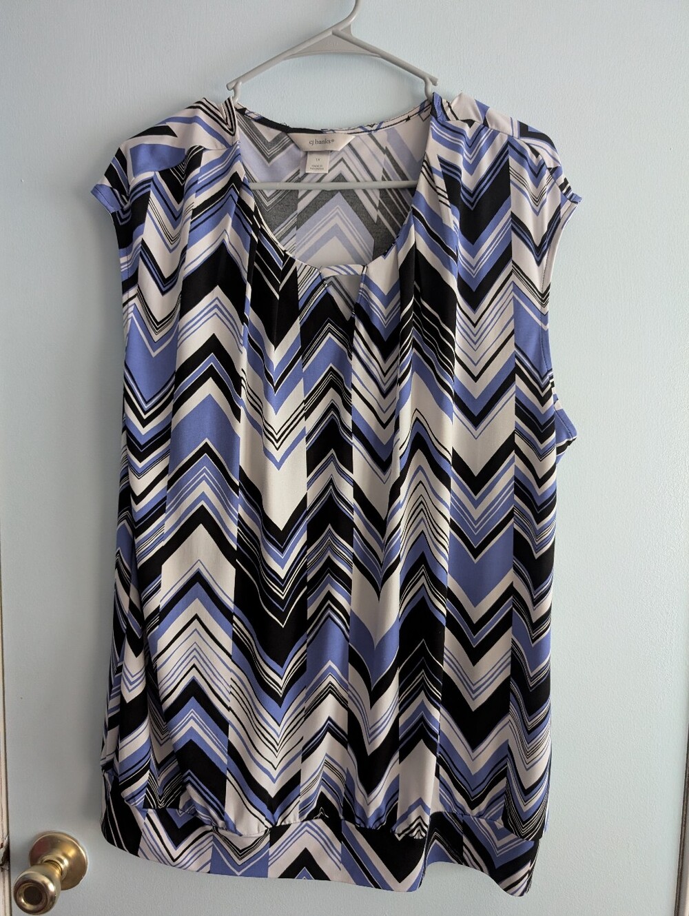 Cj banks Chevron Print Sleeveless Blouse - Blue/Black/White